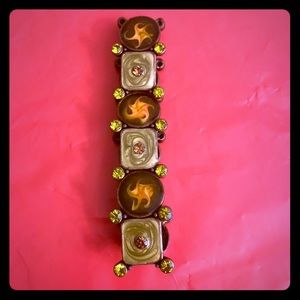 Bronze, brown, green, tan Bracelet w/Rhinestones